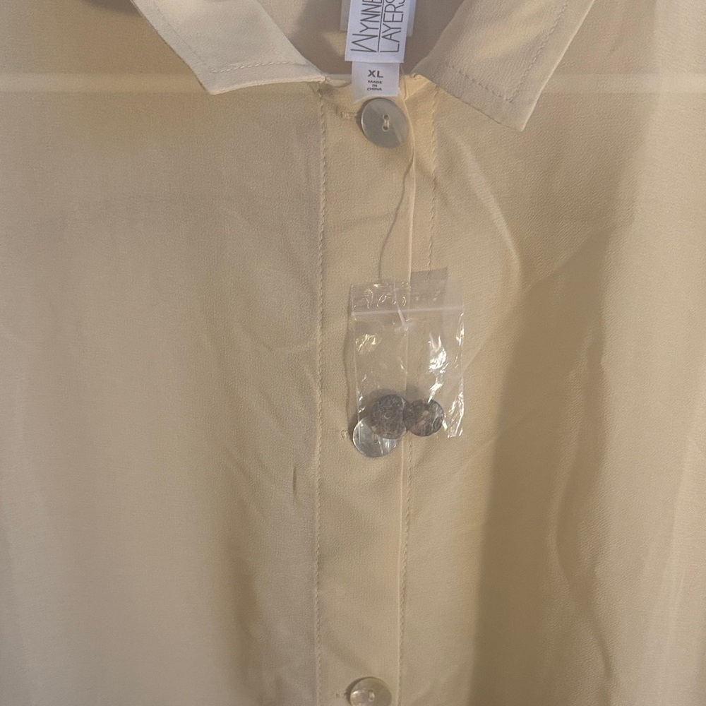Light Tan Sheer Button-Front Jacket - image 3